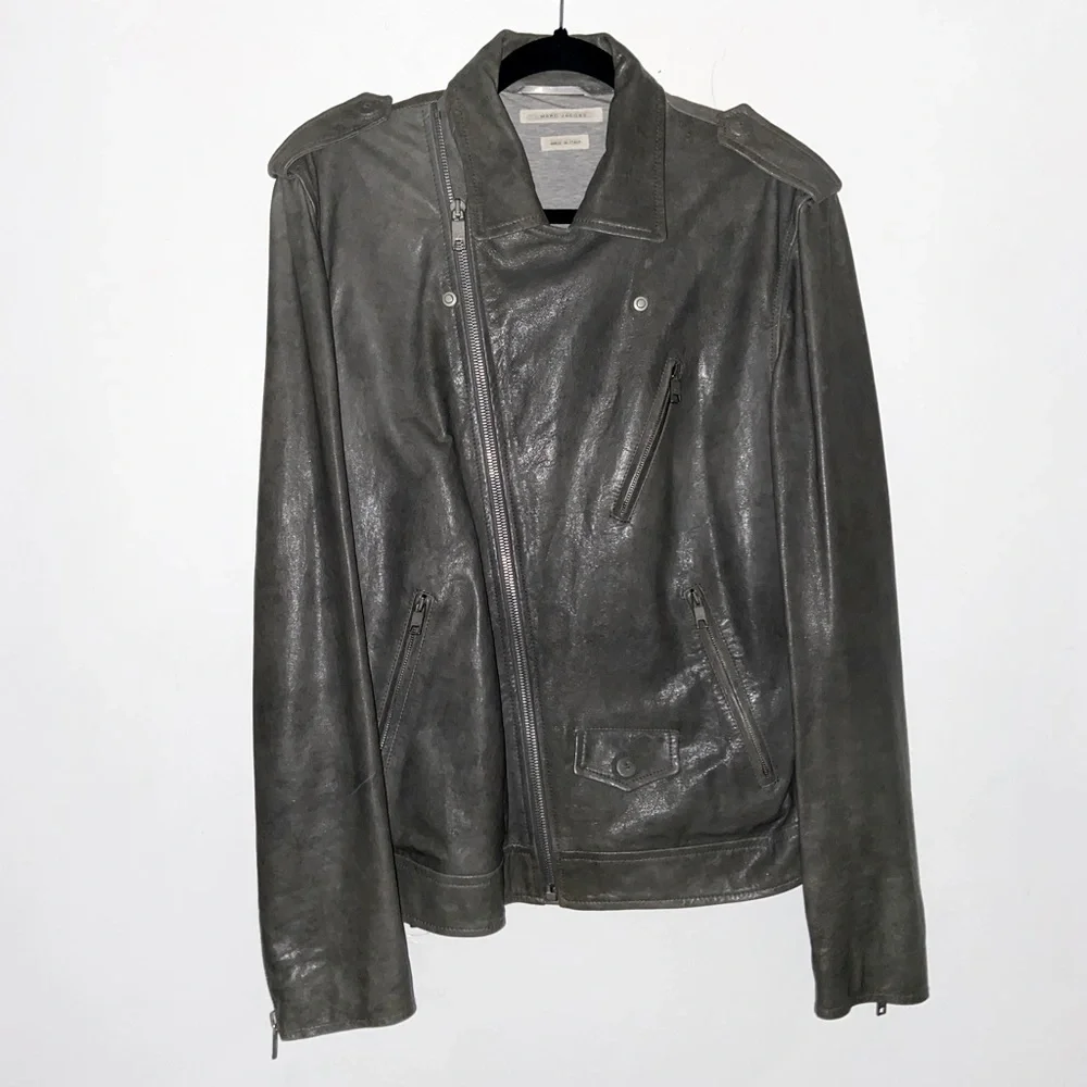 Marc Jacobs Biker/Motorcycle Leather Jacket Gray - Picture 1 of 9